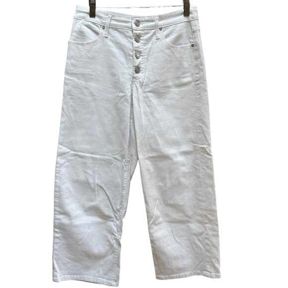 Skinnygirl Jeans Wide Leg High Rise Capri White Button Fly Women's Size 27/4 - Picture 1 of 7